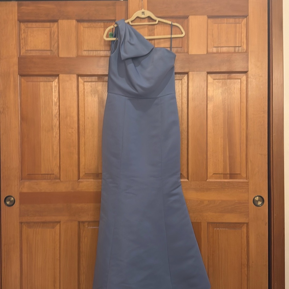 Amsale One Shoulder Bridesmaid Dress in Blue